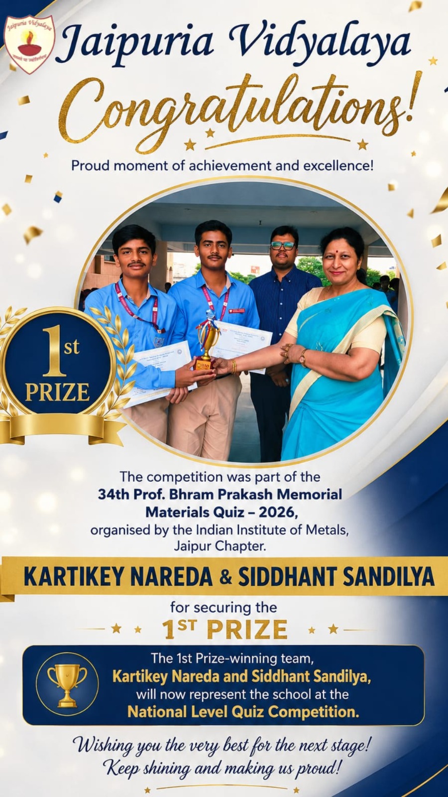 Siddhant & Kartikey won first prize